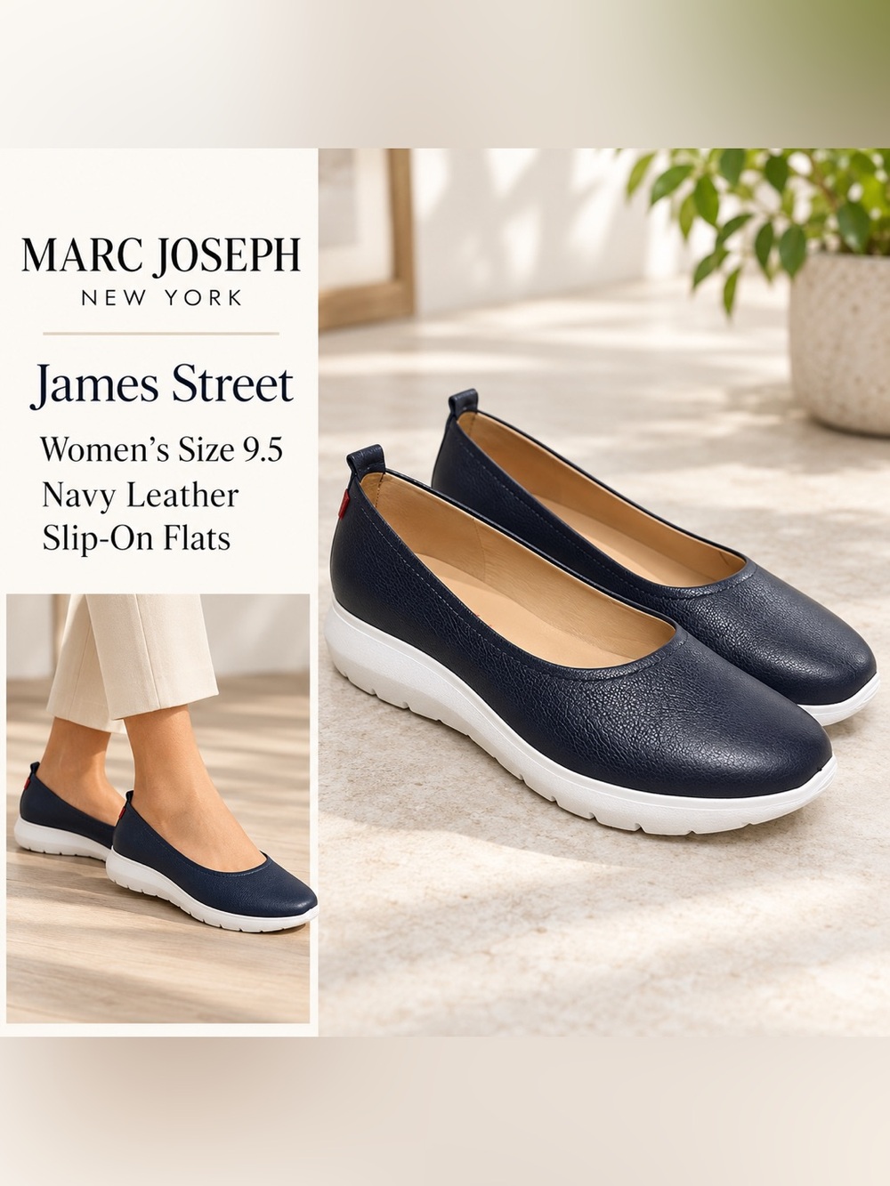 Marc Joseph New York James Street Flats Women’s Size 9.5 Navy